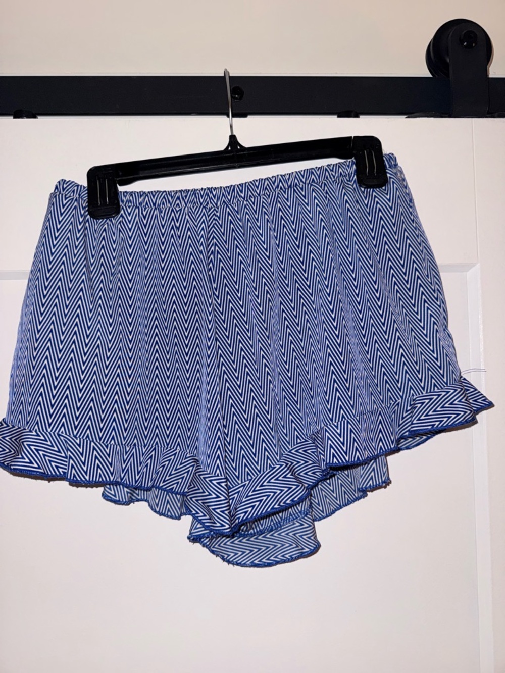 Peach Love California Blue Chevron Ruffle Skort Shorts